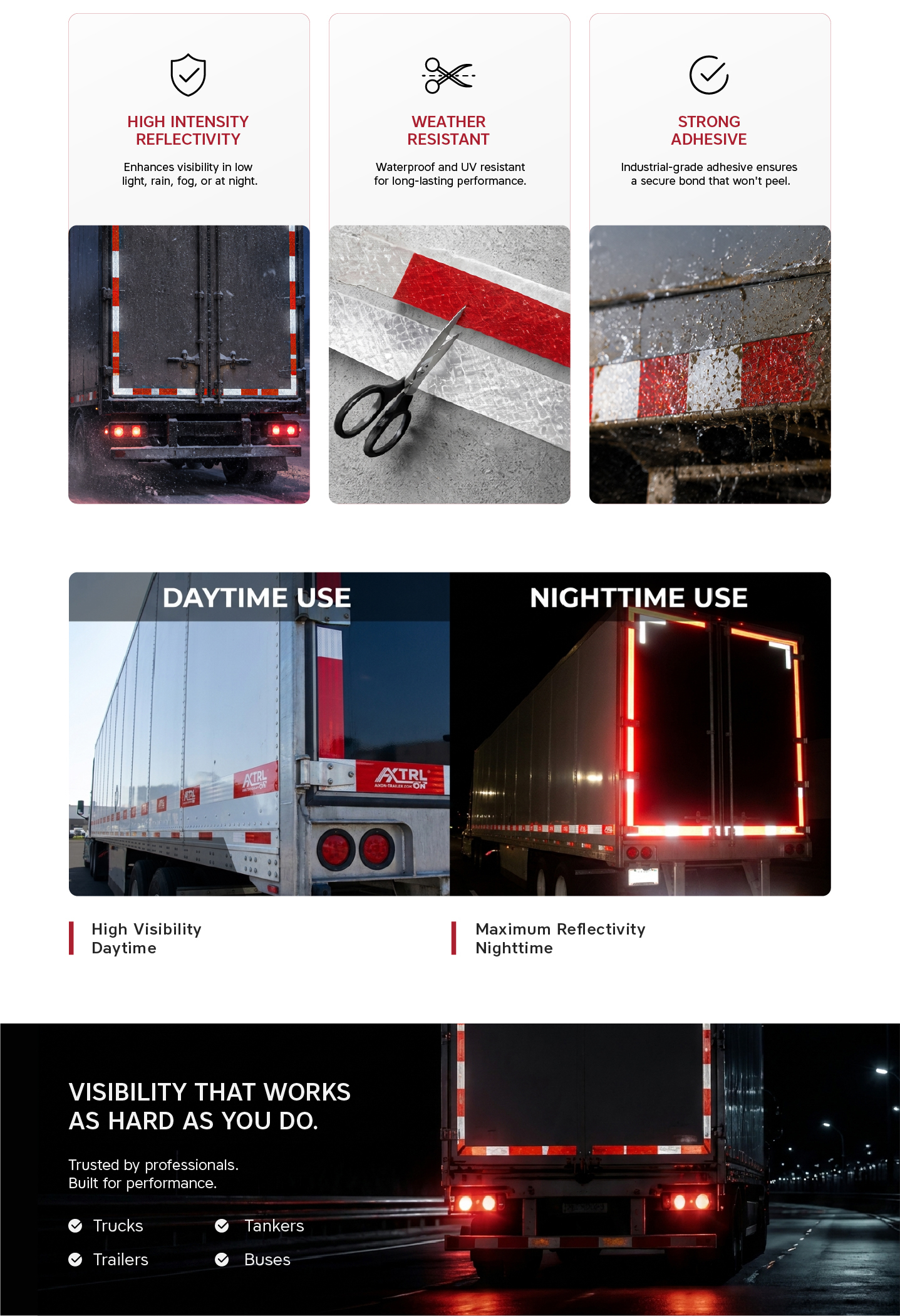 “AXON-WNTP-RDWT-00112”, Warning Tape, DOT-C2, LENGH: 148 ft×2 in, MOQ is 240 Roll/Plate Conspicuity Tape and Markings(45m*5cm) 