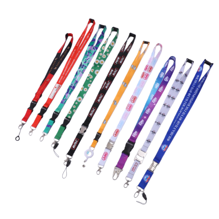 Custom Jacquard Hook Personalized Sublimation Polyester/Nylon Lanyard Key Chain Digital Phone Neck Strap ID Card Holder  