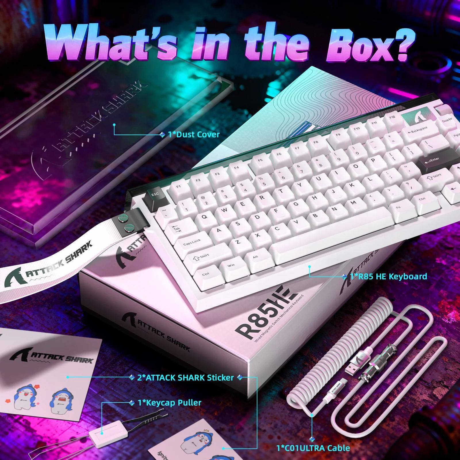 Innovative ATTACK SHARK R85 HE Rapid Trigger Keyboard with C01ULTRA LED ...