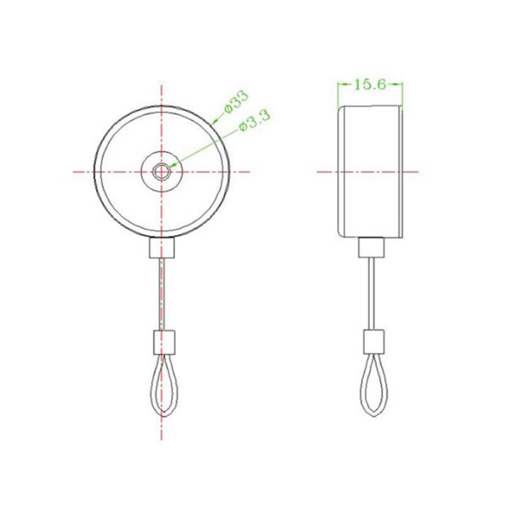 Supermarket Loss Prevention Recoilers For High-value Items Small Circle Pull Box ABS Plastic