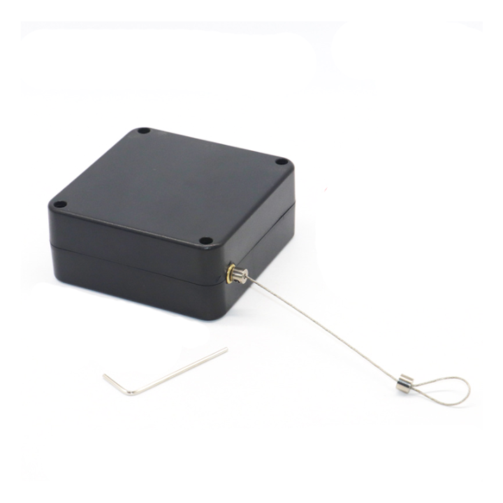 Secure Loss Prevention Black Heavy Duty Square ABS Pull Box With Cord Loop And Key For Retail Secure Loss Prevention Black Heavy Duty Square ABS Pull Box With Cord Loop And Key For Retail Security Tether,Anti Theft Security Cable,Retractable Pull Box,Pull Box Recoiler,retail security pull box