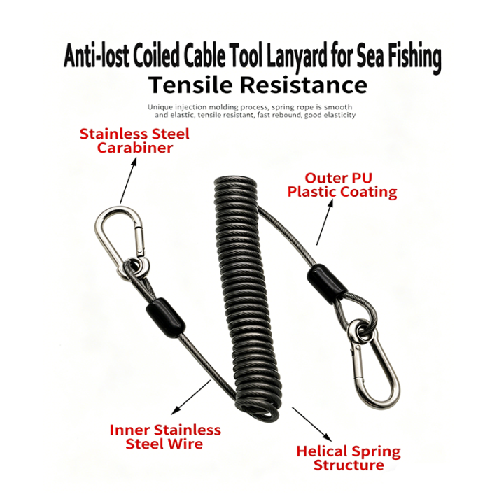 Different Long Quality Black Retention Rope Fishing Kayak Rod Tackle Spiral Coil Lanyard Prevent Accidental Loss Different Long Quality Black Retention Rope Fishing Kayak Rod Tackle Spiral Coil Lanyard Prevent Accidental Loss fishing coil lanyard,retractable coil lanyard,spring coil lanyard,coil tool lanyard,coil tether lanyards