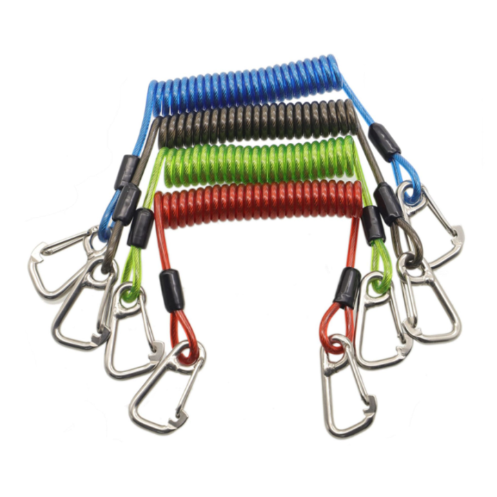 Deluxe Expandable 1.5M Anti-lost Safety Spring Coil Cable Tool Lanyard For Attaching Stainless Steel Simple Hooks Bearing 100KG Deluxe Expandable 1.5M Anti-lost Safety Spring Coil Cable Tool Lanyard For Attaching Stainless Steel Simple Hooks Bearing 100KG scuba diving coil lanyard,spiral fishing lanyard,coil tool lanyard,coil spring lanyard,steel coil lanyard