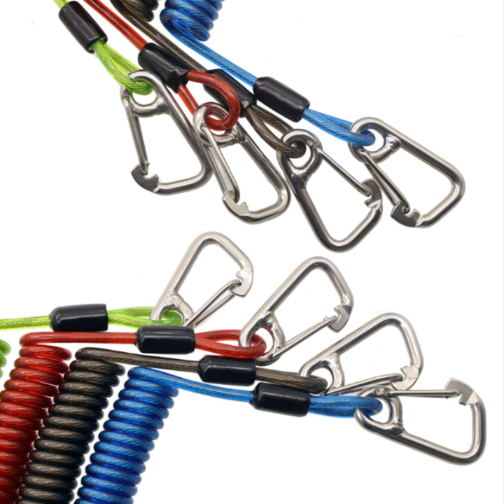 Deluxe Expandable 1.5M Anti-lost Safety Spring Coil Cable Tool Lanyard For Attaching Stainless Steel Simple Hooks Bearing 100KG Deluxe Expandable 1.5M Anti-lost Safety Spring Coil Cable Tool Lanyard For Attaching Stainless Steel Simple Hooks Bearing 100KG scuba diving coil lanyard,spiral fishing lanyard,coil tool lanyard,coil spring lanyard,steel coil lanyard