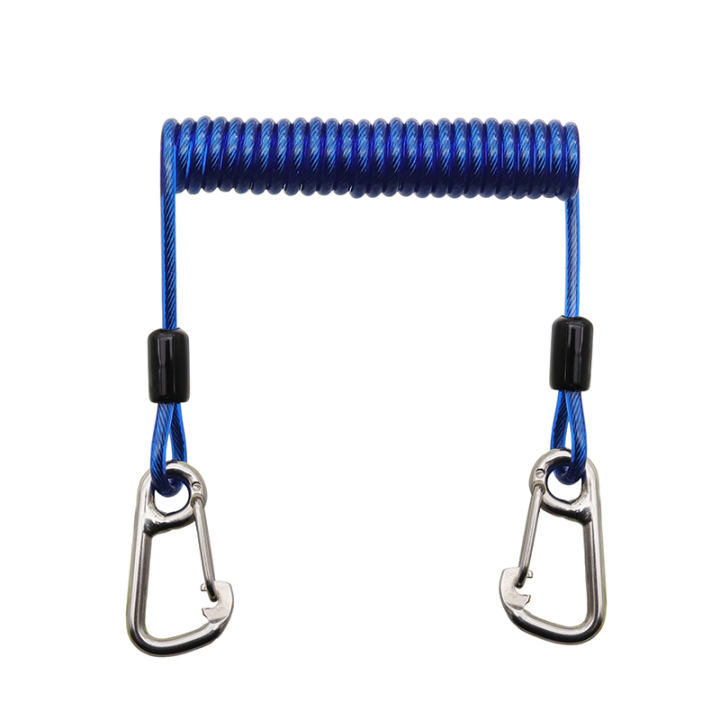 Deluxe Expandable 1.5M Anti-lost Safety Spring Coil Cable Tool Lanyard For Attaching Stainless Steel Simple Hooks Bearing 100KG Deluxe Expandable 1.5M Anti-lost Safety Spring Coil Cable Tool Lanyard For Attaching Stainless Steel Simple Hooks Bearing 100KG scuba diving coil lanyard,spiral fishing lanyard,coil tool lanyard,coil spring lanyard,steel coil lanyard