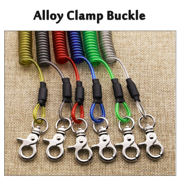 Double Trigger Buckles Coil Extension Fishing Rod Leashes Blue/Black/Red/Green/Yellow/Clear Multi-purpose Safety Spiral Line Double Trigger Buckles Coil Extension Fishing Rod Leashes Blue/Black/Red/Green/Yellow/Clear Multi-purpose Safety Spiral Line safety tool lanyard,coil spring lanyard,plastic stretchy coil lanyard,securing wire,spring safety tool lanyard