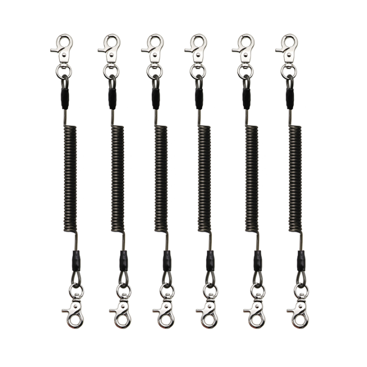 2 Meter Superior O Clip Ends Clear Black Flexible Fishing Safety Coiled Lanyard Prevent Rod Dropping 2 Meter Superior O Clip Ends Clear Black Flexible Fishing Safety Coiled Lanyard Prevent Rod Dropping steel coiled cable,retractable tool lanyard,elastic spring lanyard,stretch coil lanyard,spring tool lanyard