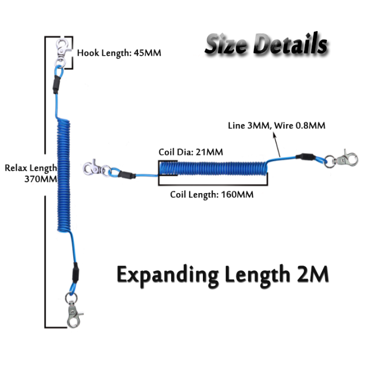 Double Trigger Buckles Coil Extension Fishing Rod Leashes Blue/Black/Red/Green/Yellow/Clear Multi-purpose Safety Spiral Line Double Trigger Buckles Coil Extension Fishing Rod Leashes Blue/Black/Red/Green/Yellow/Clear Multi-purpose Safety Spiral Line safety tool lanyard,coil spring lanyard,plastic stretchy coil lanyard,securing wire,spring safety tool lanyard
