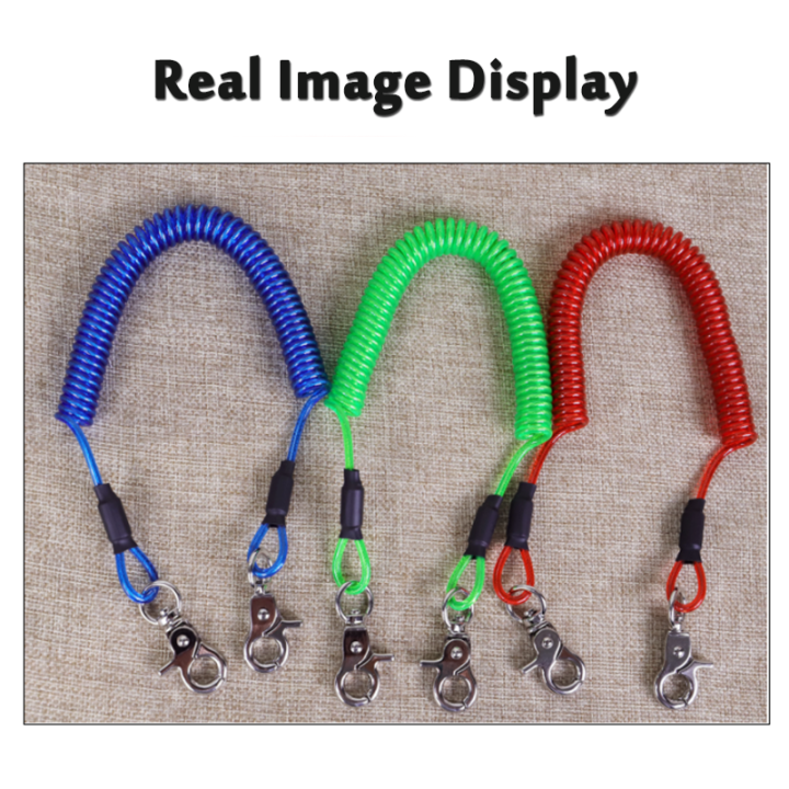 Double Trigger Buckles Coil Extension Fishing Rod Leashes Blue/Black/Red/Green/Yellow/Clear Multi-purpose Safety Spiral Line Double Trigger Buckles Coil Extension Fishing Rod Leashes Blue/Black/Red/Green/Yellow/Clear Multi-purpose Safety Spiral Line safety tool lanyard,coil spring lanyard,plastic stretchy coil lanyard,securing wire,spring safety tool lanyard