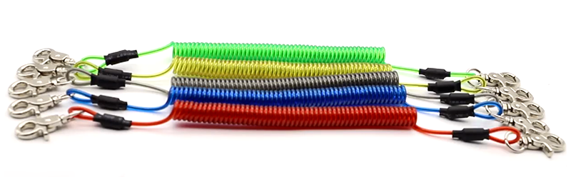 Double Trigger Buckles Coil Extension Fishing Rod Leashes Blue/Black/Red/Green/Yellow/Clear Multi-purpose Safety Spiral Line