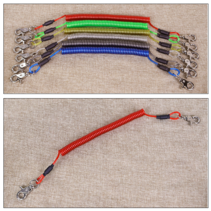 Double Trigger Buckles Coil Extension Fishing Rod Leashes Blue/Black/Red/Green/Yellow/Clear Multi-purpose Safety Spiral Line Double Trigger Buckles Coil Extension Fishing Rod Leashes Blue/Black/Red/Green/Yellow/Clear Multi-purpose Safety Spiral Line safety tool lanyard,coil spring lanyard,plastic stretchy coil lanyard,securing wire,spring safety tool lanyard