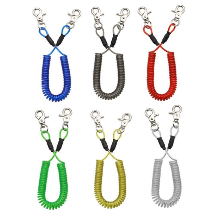 Double Trigger Buckles Coil Extension Fishing Rod Leashes Blue/Black/Red/Green/Yellow/Clear Multi-purpose Safety Spiral Line Double Trigger Buckles Coil Extension Fishing Rod Leashes Blue/Black/Red/Green/Yellow/Clear Multi-purpose Safety Spiral Line safety tool lanyard,coil spring lanyard,plastic stretchy coil lanyard,securing wire,spring safety tool lanyard