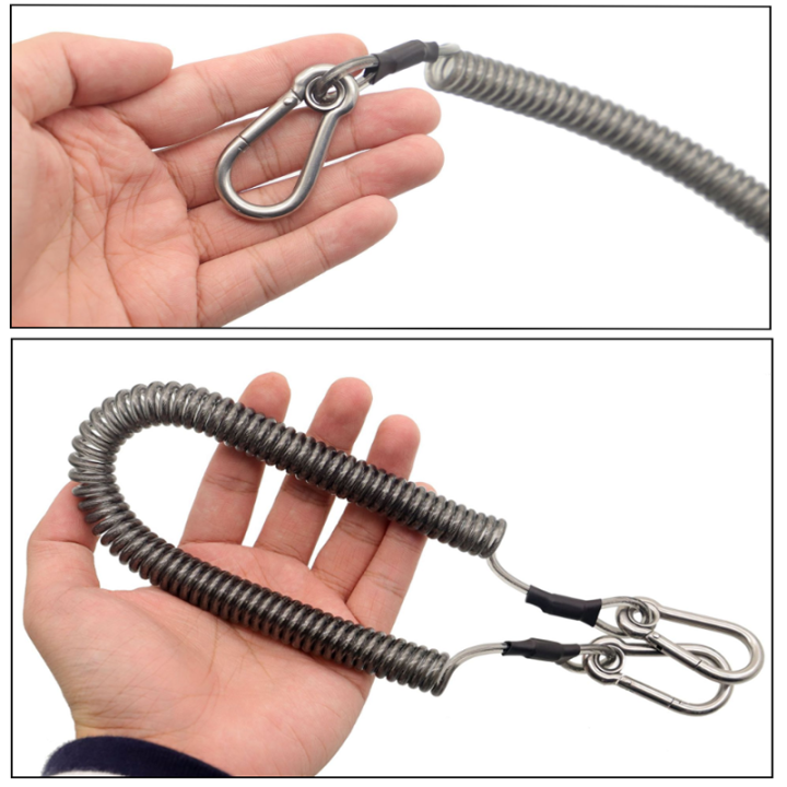 Fallproof Tool Coil Coiled Leash With SS Carabiner Ends 3m Expanding Colored PU Coated Rod Spiral Leash Fallproof Tool Coil Coiled Leash With SS Carabiner Ends 3m Expanding Colored PU Coated Rod Spiral Leash hand tool safety lanyard,tool lanyard with carabiner,coiled cable lanyard,wire coiled cable,wire rope lanyards