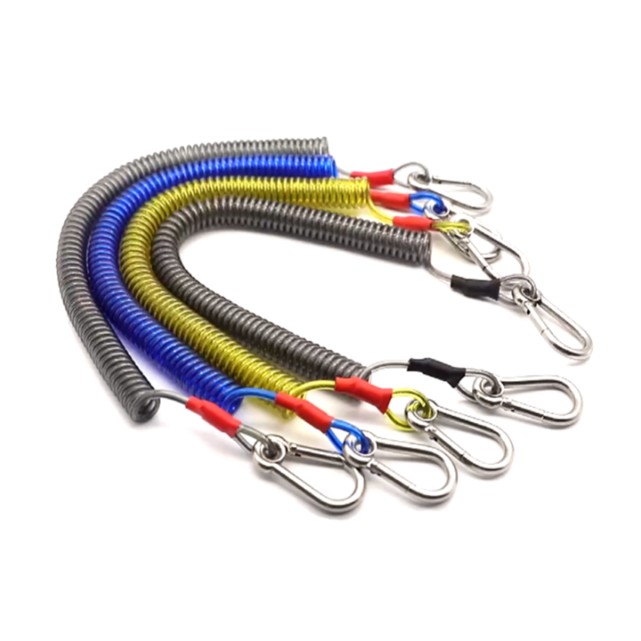 Fallproof Tool Coil Coiled Leash With SS Carabiner Ends 3m Expanding Colored PU Coated Rod Spiral Leash Fallproof Tool Coil Coiled Leash With SS Carabiner Ends 3m Expanding Colored PU Coated Rod Spiral Leash hand tool safety lanyard,tool lanyard with carabiner,coiled cable lanyard,wire coiled cable,wire rope lanyards