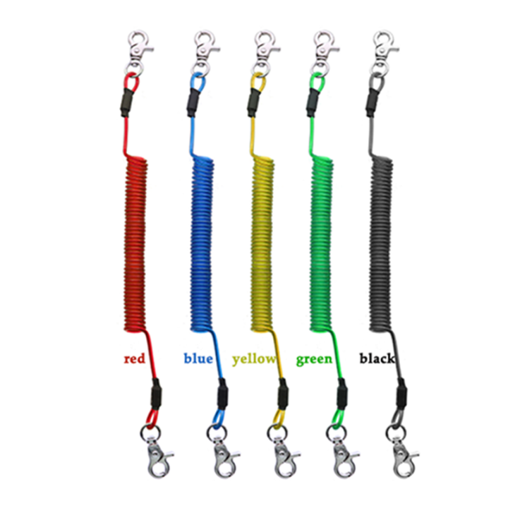 2 Meter Superior O Clip Ends Clear Black Flexible Fishing Safety Coiled Lanyard Prevent Rod Dropping 2 Meter Superior O Clip Ends Clear Black Flexible Fishing Safety Coiled Lanyard Prevent Rod Dropping steel coiled cable,retractable tool lanyard,elastic spring lanyard,stretch coil lanyard,spring tool lanyard