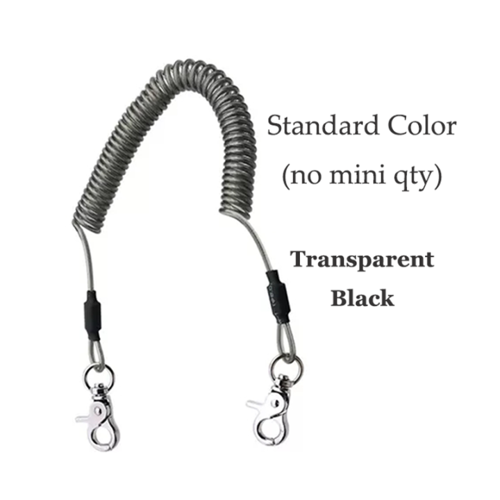 2 Meter Superior O Clip Ends Clear Black Flexible Fishing Safety Coiled Lanyard Prevent Rod Dropping 2 Meter Superior O Clip Ends Clear Black Flexible Fishing Safety Coiled Lanyard Prevent Rod Dropping steel coiled cable,retractable tool lanyard,elastic spring lanyard,stretch coil lanyard,spring tool lanyard