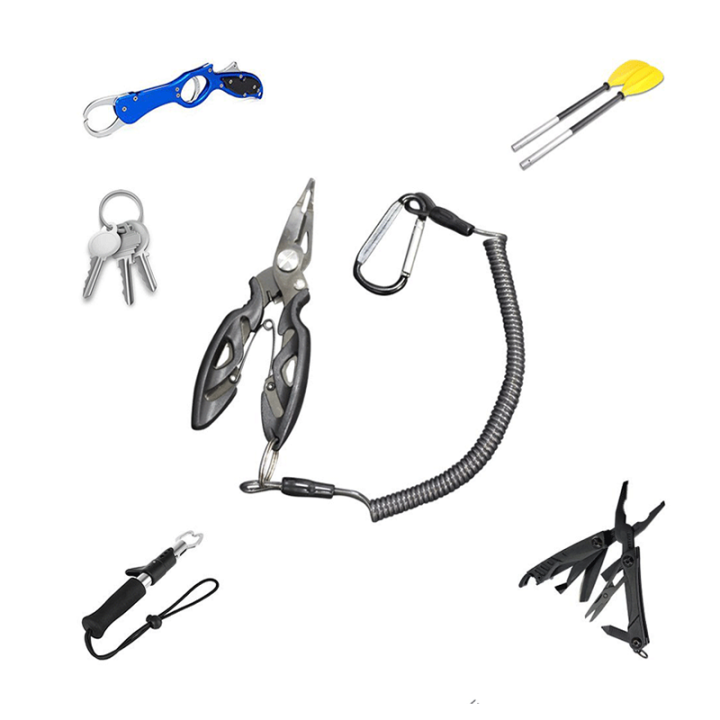 High Strength Quick Carabiner Hook Elastic Coiled Lanyard Secure Fishing Plier Dropping High Strength Quick Carabiner Hook Elastic Coiled Lanyard Secure Fishing Plier Dropping steel coil fishing lanyard,retention rope,wire fishing tool holder,spiral cord,wire coil lanyard