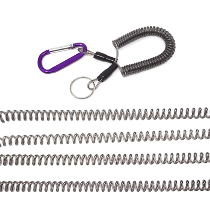 Stretching 1/3m Security Coiled Cable Lanyard Leash Keep Fishing Gear/Fish Control Device From Dropping Stretching 1/3m Security Coiled Cable Lanyard Leash Keep Fishing Gear/Fish Control Device From Dropping tool tethers,fish spring coiled lanyard,coil spring,coiled fishing lanyard,fly fishing accessory