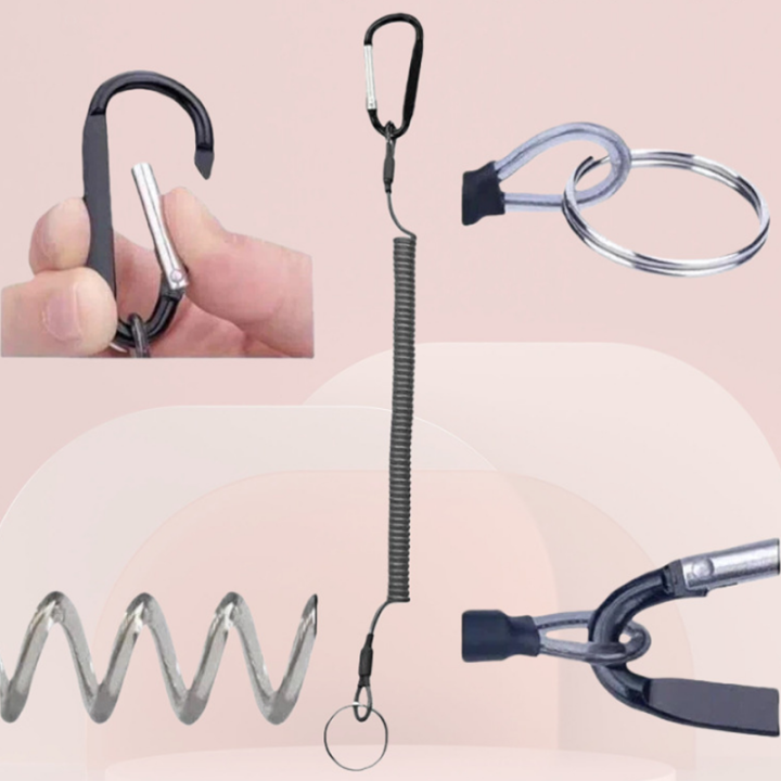 Universal Split Ring Aluminum Carabiner Stretch Fishing Plier Coiled Lanyard Against Drop And Lost Universal Split Ring Aluminum Carabiner Stretch Fishing Plier Coiled Lanyard Against Drop And Lost fly fishing lanyards,plier coiled lanyard,lightweight coil tether,wire coil lanyard,tool holder lanyard