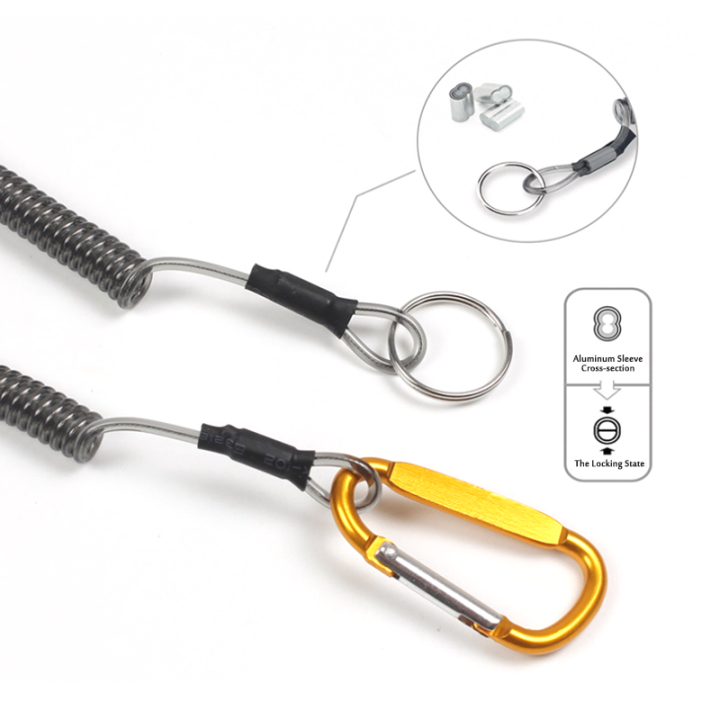 Stretching 1/3m Security Coiled Cable Lanyard Leash Keep Fishing Gear/Fish Control Device From Dropping Stretching 1/3m Security Coiled Cable Lanyard Leash Keep Fishing Gear/Fish Control Device From Dropping tool tethers,fish spring coiled lanyard,coil spring,coiled fishing lanyard,fly fishing accessory