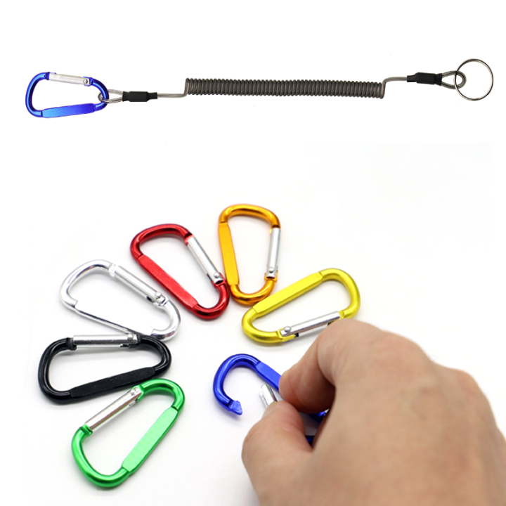 High Strength Quick Carabiner Hook Elastic Coiled Lanyard Secure Fishing Plier Dropping High Strength Quick Carabiner Hook Elastic Coiled Lanyard Secure Fishing Plier Dropping steel coil fishing lanyard,retention rope,wire fishing tool holder,spiral cord,wire coil lanyard