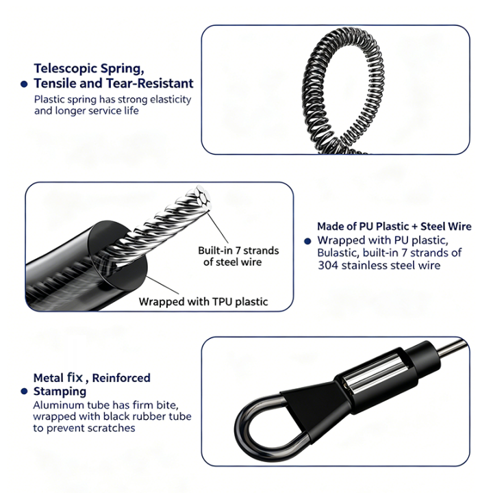 Fishing Rod / Water Bailer /Dipnet Brail Net Anti-lost Stretched Most 20Meter Fishing Missed Rope With Different Ends Fishing Rod / Water bailer /Dipnet Brail Net Anti-lost Stretched Most 20Meter Fishing Missed Rope With Different Ends spring safety,rope safety lanyard,spring coil lanyard,coiled lanyards,hand tools lanyard