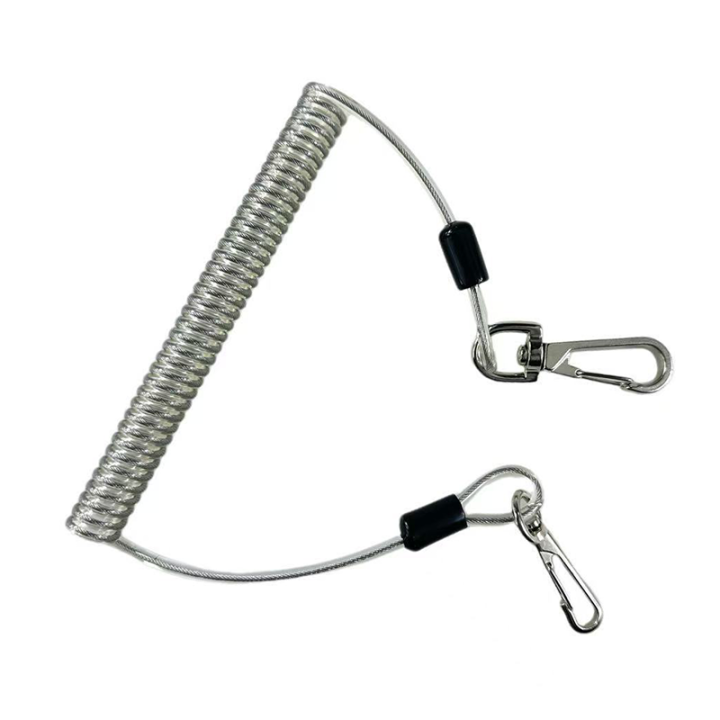 Plastic Transparent TPU Coated Safety Retention Coiled Tool Lanyard Extend 2M Stop Tools Falling From Height Plastic Transparent TPU Coated Safety Retention Coiled Tool Lanyard Extend 2M Stop Tools Falling From Height wire reinforced coiled cable,coil strap,tool bungee lanyard,spiral cord,coil safety strap