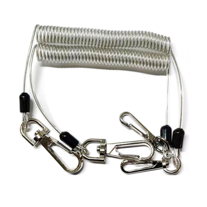 Plastic Transparent TPU Coated Safety Retention Coiled Tool Lanyard Extend 2M Stop Tools Falling From Height Plastic Transparent TPU Coated Safety Retention Coiled Tool Lanyard Extend 2M Stop Tools Falling From Height wire reinforced coiled cable,coil strap,tool bungee lanyard,spiral cord,coil safety strap