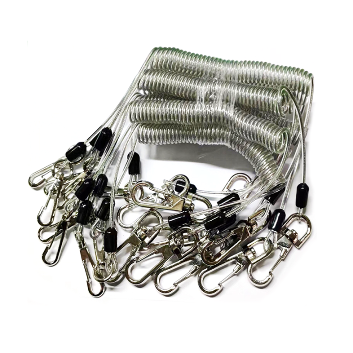 Plastic Transparent TPU Coated Safety Retention Coiled Tool Lanyard Extend 2M Stop Tools Falling From Height Plastic Transparent TPU Coated Safety Retention Coiled Tool Lanyard Extend 2M Stop Tools Falling From Height wire reinforced coiled cable,coil strap,tool bungee lanyard,spiral cord,coil safety strap