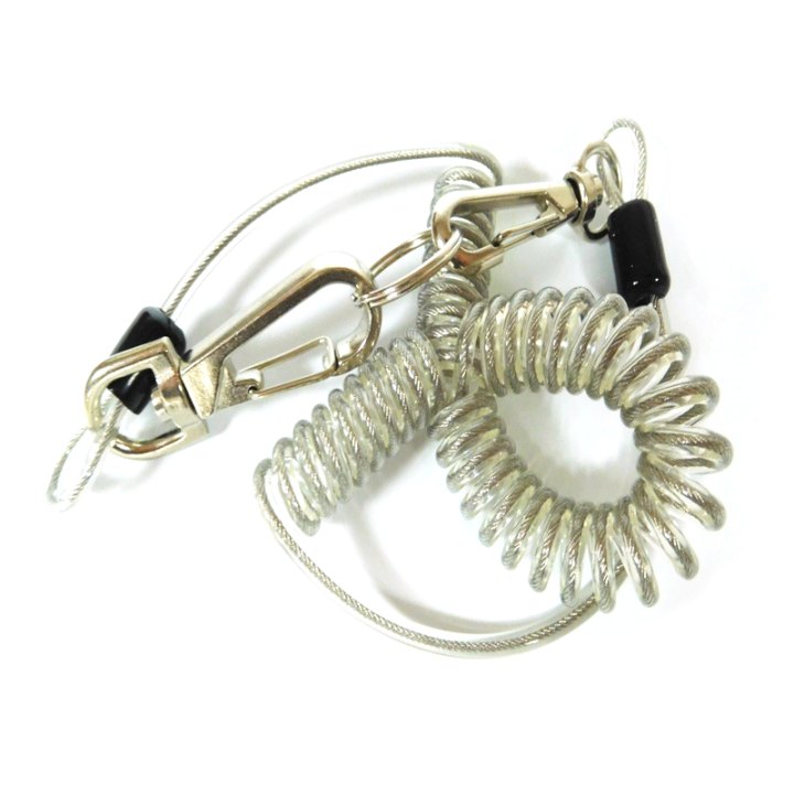Plastic Transparent TPU Coated Safety Retention Coiled Tool Lanyard Extend 2M Stop Tools Falling From Height Plastic Transparent TPU Coated Safety Retention Coiled Tool Lanyard Extend 2M Stop Tools Falling From Height wire reinforced coiled cable,coil strap,tool bungee lanyard,spiral cord,coil safety strap
