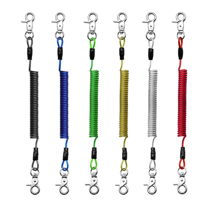 Double Trigger Buckles Coil Extension Fishing Rod Leashes Blue/Black/Red/Green/Yellow/Clear Multi-purpose Safety Spiral Line Double Trigger Buckles Coil Extension Fishing Rod Leashes Blue/Black/Red/Green/Yellow/Clear Multi-purpose Safety Spiral Line safety tool lanyard,coil spring lanyard,plastic stretchy coil lanyard,securing wire,spring safety tool lanyard