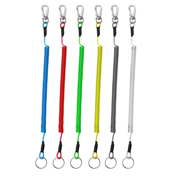 1.5 Meter Lobster Clasp Hook Colored Flexible Fishing Safety Line Coiled Lanyard Steel Cable Safety Rope 1.5 Meter Lobster Clasp Hook Colored Flexible Fishing Safety Line Coiled Lanyard Steel Cable Safety Rope spiral key chain,expanding coil,plastic spring rope,plastic spiral keychain,retractable lanyard