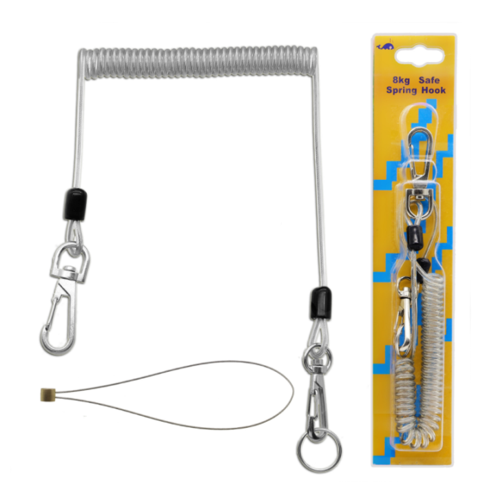 Plastic Transparent TPU Coated Safety Retention Coiled Tool Lanyard Extend 2M Stop Tools Falling From Height Plastic Transparent TPU Coated Safety Retention Coiled Tool Lanyard Extend 2M Stop Tools Falling From Height wire reinforced coiled cable,coil strap,tool bungee lanyard,spiral cord,coil safety strap