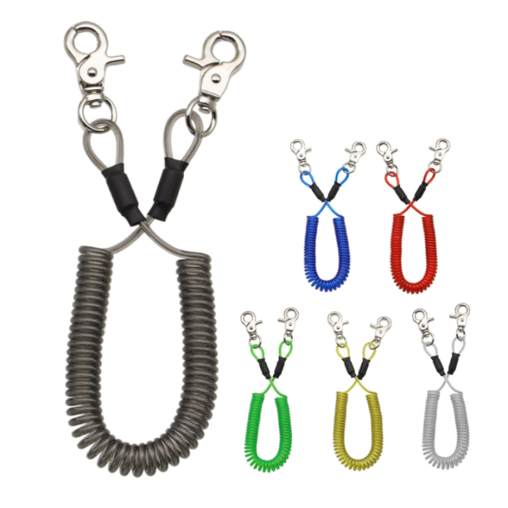 2 Meter Superior O Clip Ends Clear Black Flexible Fishing Safety Coiled Lanyard Prevent Rod Dropping 2 Meter Superior O Clip Ends Clear Black Flexible Fishing Safety Coiled Lanyard Prevent Rod Dropping steel coiled cable,retractable tool lanyard,elastic spring lanyard,stretch coil lanyard,spring tool lanyard