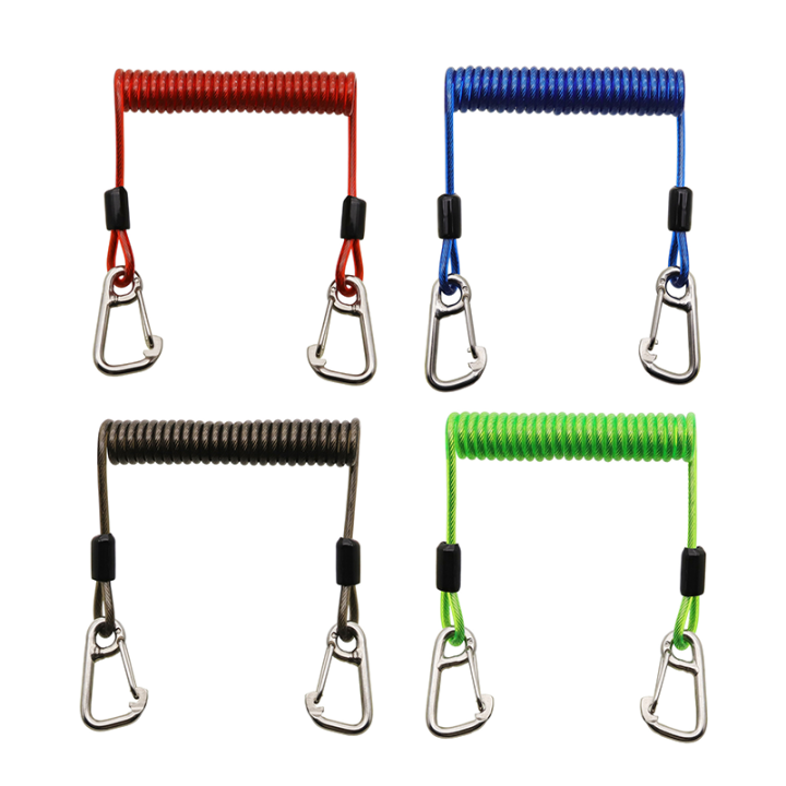 Deluxe Expandable 1.5M Anti-lost Safety Spring Coil Cable Tool Lanyard For Attaching Stainless Steel Simple Hooks Bearing 100KG Deluxe Expandable 1.5M Anti-lost Safety Spring Coil Cable Tool Lanyard For Attaching Stainless Steel Simple Hooks Bearing 100KG scuba diving coil lanyard,spiral fishing lanyard,coil tool lanyard,coil spring lanyard,steel coil lanyard