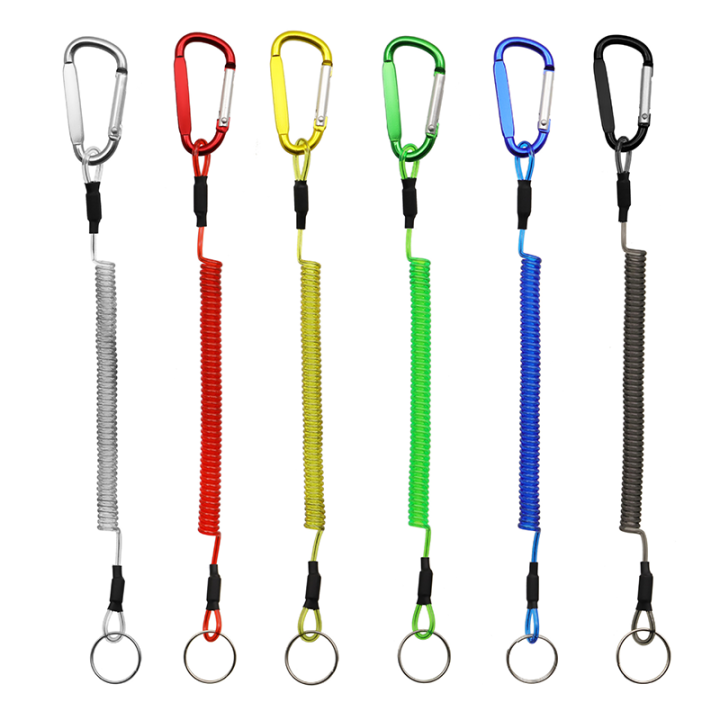 High Strength Quick Carabiner Hook Elastic Coiled Lanyard Secure Fishing Plier Dropping High Strength Quick Carabiner Hook Elastic Coiled Lanyard Secure Fishing Plier Dropping steel coil fishing lanyard,retention rope,wire fishing tool holder,spiral cord,wire coil lanyard