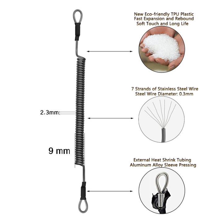 Snap To Snap Design Universal Steel Tool Cable Coiled Elastic Lanyard With DIY Accessories Snap To Snap Design Universal Steel Tool Cable Coiled Elastic Lanyard With DIY Accessories wire coil lanyard,coil leash,spring coil cable,safety tether lanyard,coil tether