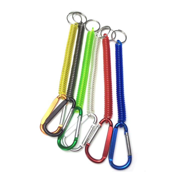 China Quick Release Extending Coil Lanyard With Carabiner And Split Ring End Protect Fishing Plier Safety China Quick Release Extending Coil Lanyard With Carabiner And Split Ring End Protect Fishing Plier Safety fishing spring coiled lanyard,tool holder lanyard,spiral coil lanyards,elastic lanyard,tool lanyards