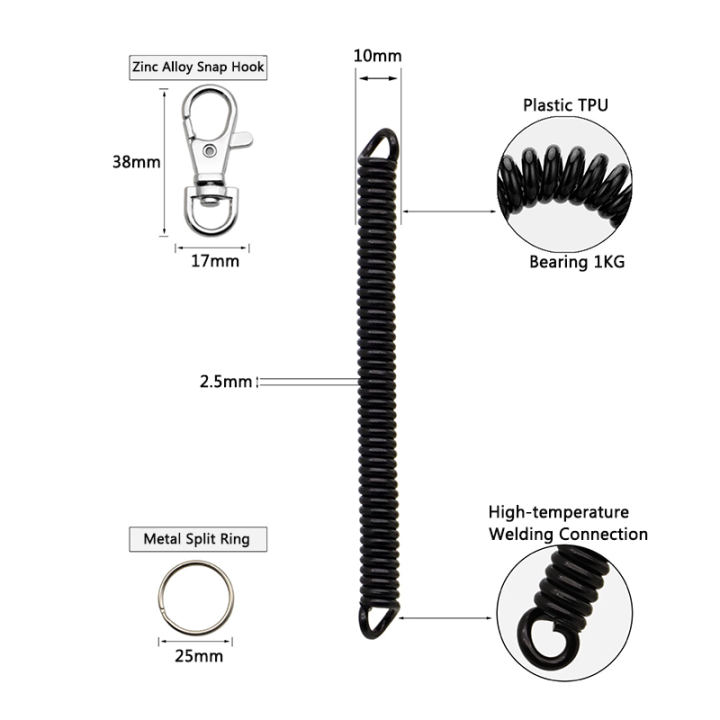 Multi-use Colorful High Quality Spring Coil Keychain Make Anti-theft Perfect Tool Tethering Easy