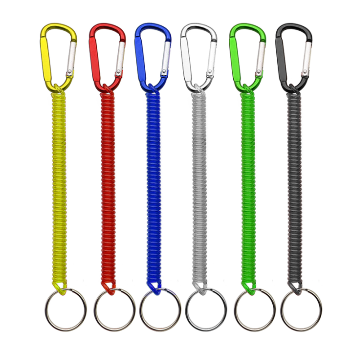 China Quick Release Extending Coil Lanyard With Carabiner And Split Ring End Protect Fishing Plier Safety China Quick Release Extending Coil Lanyard With Carabiner And Split Ring End Protect Fishing Plier Safety fishing spring coiled lanyard,tool holder lanyard,spiral coil lanyards,elastic lanyard,tool lanyards