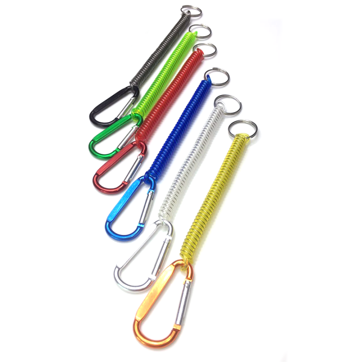 China Quick Release Extending Coil Lanyard With Carabiner And Split Ring End Protect Fishing Plier Safety China Quick Release Extending Coil Lanyard With Carabiner And Split Ring End Protect Fishing Plier Safety fishing spring coiled lanyard,tool holder lanyard,spiral coil lanyards,elastic lanyard,tool lanyards