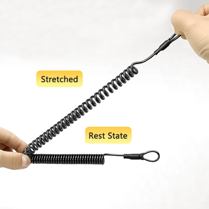 Plastic Bungee Steel Wire Coiled Lanyard Custom Lanyard End Accessories For Promotion
