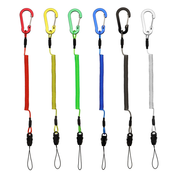 Plastic Bungee Steel Wire Coiled Lanyard Custom Lanyard End Accessories For Promotion