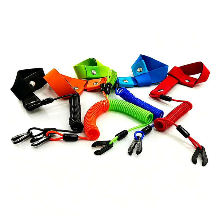 Yamaha Jetski Engine Kill Stop Switch Lanyard Coiled Lanyard with Floating Wrist Band Max 1.3M Long