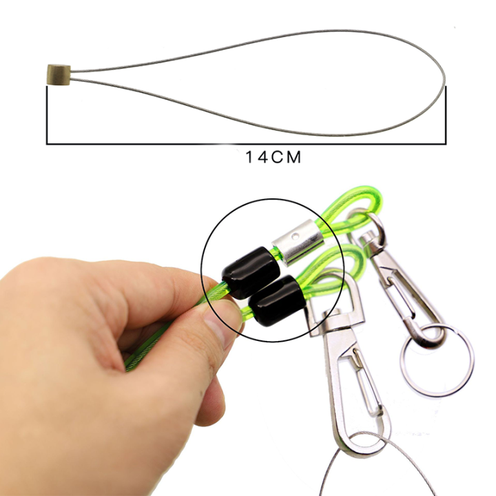 Fall Protection Green TPU Coiled Cable Wire Inside 10kg Swivel Hook Each End Coiled Tool Leash