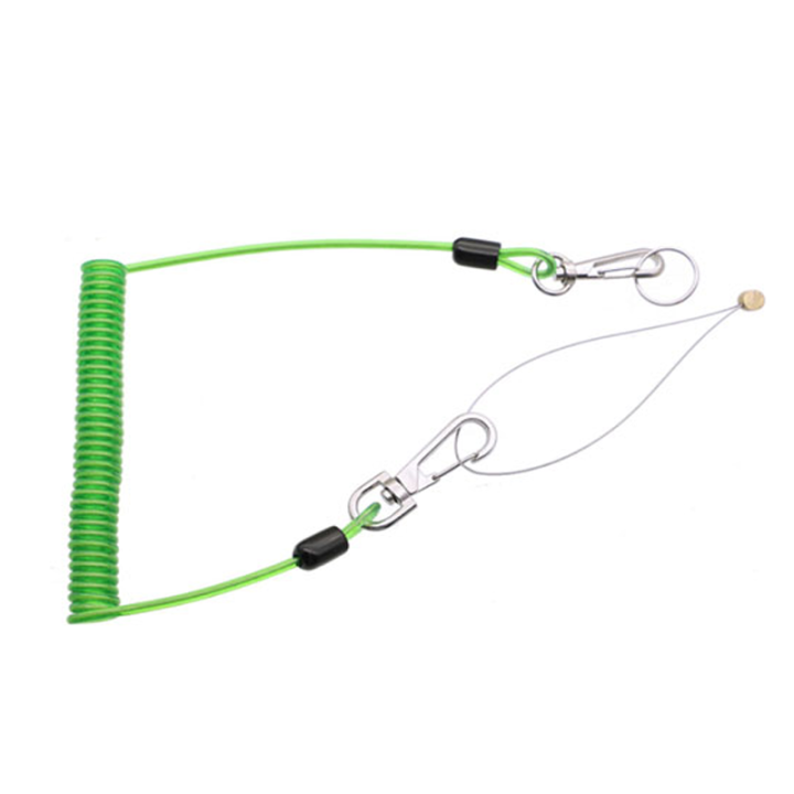 Fall Protection Green TPU Coiled Cable Wire Inside 10kg Swivel Hook Each End Coiled Tool Leash