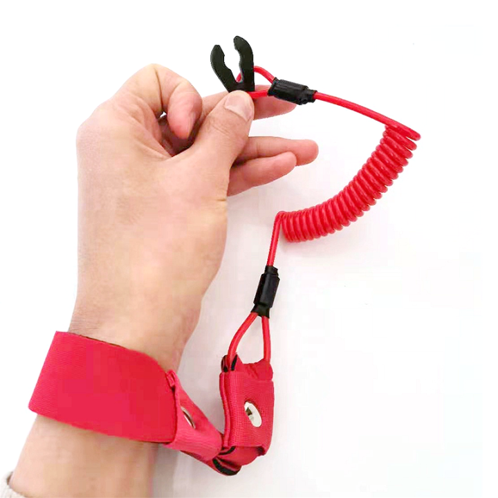 Yamaha Jetski Engine Kill Stop Switch Lanyard Coiled Lanyard with Floating Wrist Band Max 1.3M Long
