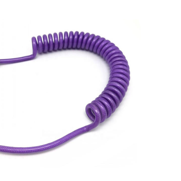 Heavy Duty Outdoor Purple Nylon Retractable Tool Lanyard Plastic Covered With Aviation Aluminum Hook