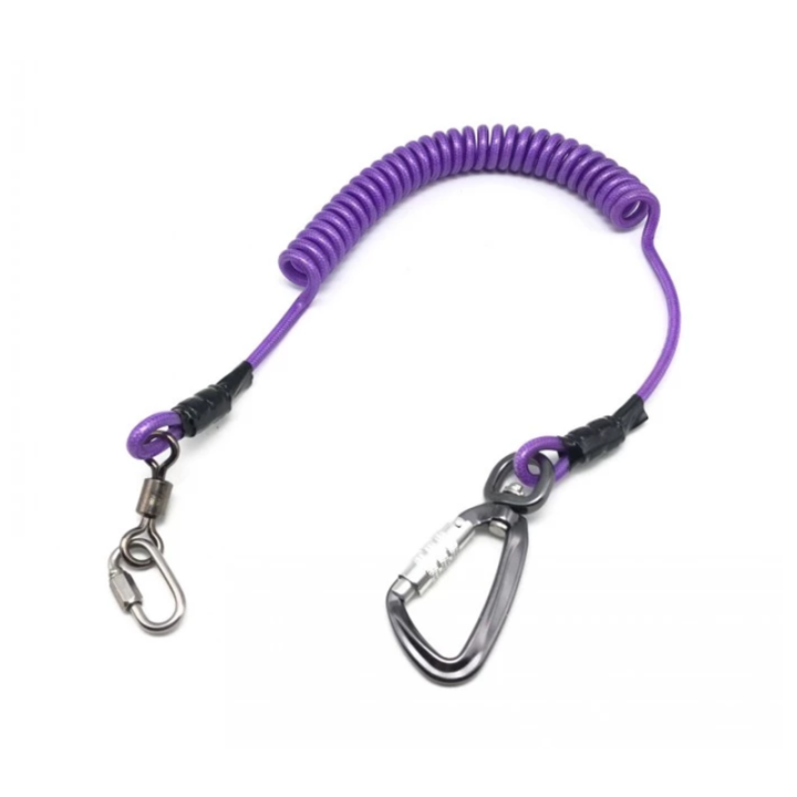 Scaffold Working Safety Purple Plastic Coat Tool Coiled Lanyard Nylon Core Big Pulling Safety Strap