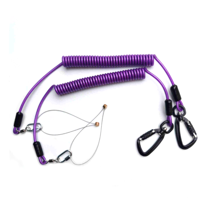 Scaffold Working Safety Purple Plastic Coat Tool Coiled Lanyard Nylon Core Big Pulling Safety Strap